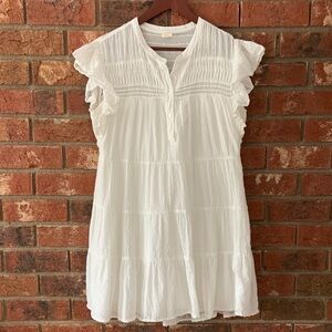 Good Hart White Ruffled Tiered Cotton Women's Dress